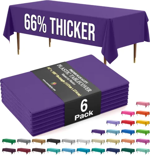 Miniatura 36 de Exquisite 66% Thicker Premium Plastic Table Cloth Rectangle Table Cover 0.5 Mil 6 Pack Aqua Table Cloth 54 Inch x 108 Inch Disposable Tablecloth