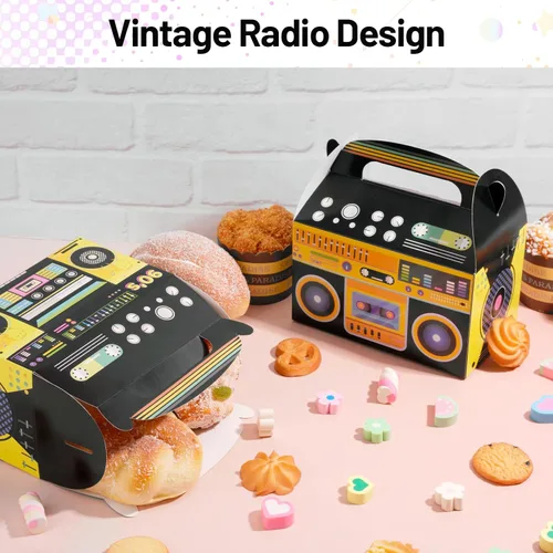 Miniatura 4 de 12 piezas de decoraciones de fiesta de hip hop, decoraciones de fiesta de los años 80 y 90, cajas de recuerdo novedosas, caja de regalo de radio