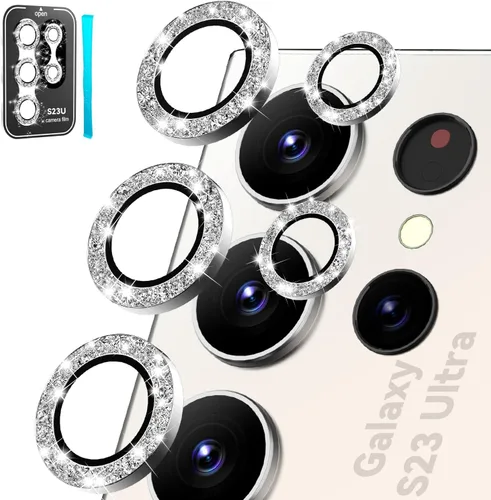 Miniatura 13 de CloudValley Protector de lente de cámara para Samsung Galaxy S22 Ultra [3+2 piezas], anti arañazos HD vidrio templado trasero cámara protectora