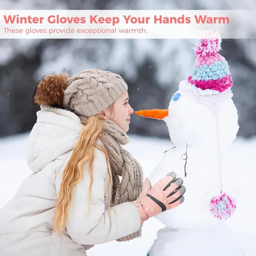 Miniatura 2 de Winter Ski Gloves for Women, Touchscreen Winter Gloves, Warm Water-Proof Gloves, Dream Pink Gloves, for Women Bike Riding Skiing Hiking Motorcycle