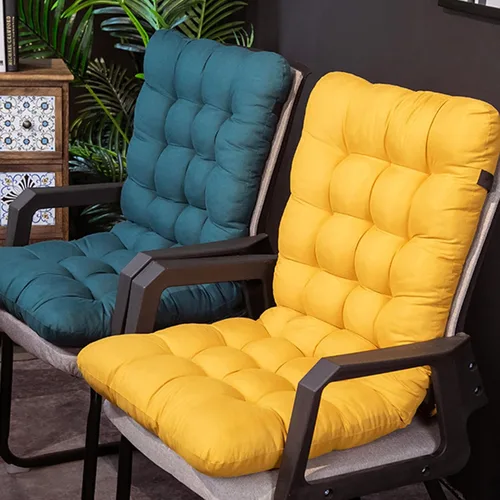 Miniatura 2 de ZTGL Cojín plegable para silla mecedora, antideslizante, grueso, suave, con respaldo alto, para interiores y exteriores, cojín largo para silla Azul