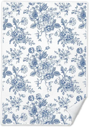 Miniatura 16 de Chinoiserie - Toallas de cocina florales con lazo coquette, paños de cocina florales azules y blancos para decoración de cocina, toallas de mano