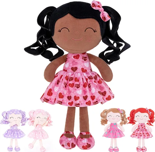 Miniatura 10 de Gloveleya Muñeca Baby Dolls Soft Rag Doll Baby Girl Regalos Curly Spring Girl - Naranja 9 pulgadas