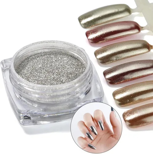 Miniatura 5 de Polvo de uñas cromado dorado y plateado – 4 tarros de sirena con purpurina efecto espejo brillante Aurora polvo para mujeres y niñas regalos
