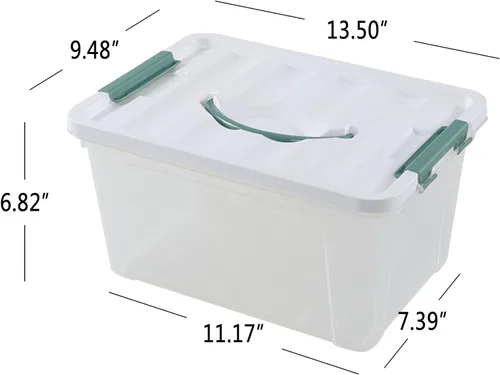 Miniatura 5 de Yuright 8 paquetes de cajas de organización de plástico de 14 cuartos de galón, contenedor de almacenamiento con tapa transparente con asa