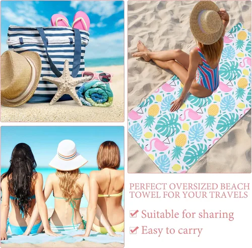 Miniatura 4 de Tudomro 4 toallas de playa de gran tamaño de microfibra de flamenco, toallas de piscina grandes para adultos, mujeres y hombres, toallas de natación