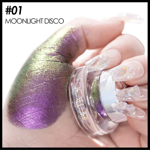 Miniatura 3 de FOCALLURE Duochrome Chameleon - Sombra de ojos con pigmento metálico que cambia de color, maquillaje de ojos multicromo, acabados multireflectantes