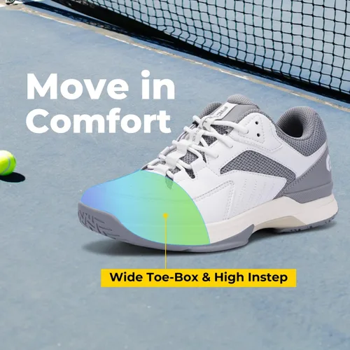 Miniatura 4 de FitVille Zapatos anchos de pickleball para hombre de toda cancha, zapatos de tenis con soporte de arco para fascitis plantar