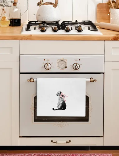 Miniatura 5 de Coquette - Toallas de cocina de leopardo con lazo rosa, toallas de mano retro de moda para baño, paños de cocina con estampado de leopardo funky