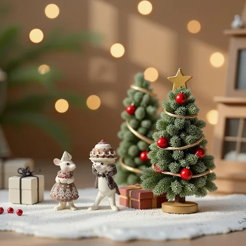 Miniatura 3 de Braxio Juego de 2 figuras de ratón de jengibre para interiores para Navidad, decoración festiva de mesa, adorno de galletas, decoraciones navideñas