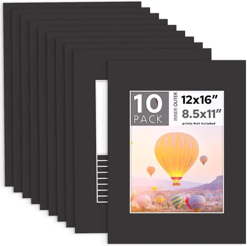 Miniatura 49 de MBC MAT BOARD CENTER, Paquete de 5 paspartús negros de 4x6 para fotos de 3x5, corte biselado, libre de ácido, grosor de 4 capas