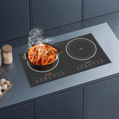 Miniatura 8 de Placa de inducción de 2400 W, 2 quemadores, placa de inducción eléctrica de 110 V con 8 niveles de potencia y control táctil, encimera portátil