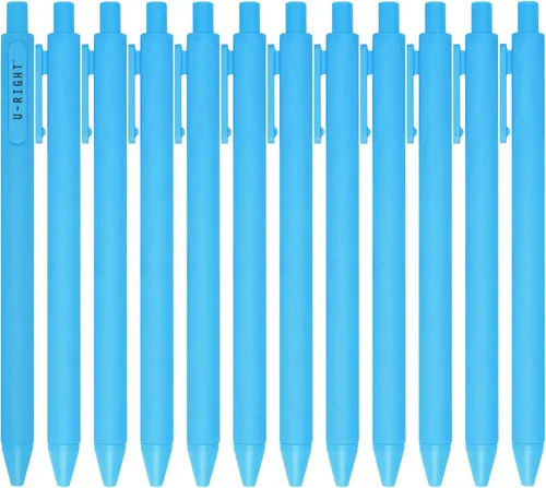 Miniatura 10 de U-RIGHT 12 piezas de bolígrafos de tinta de gel, tinta negra de 0.5 mm, punta fina, escritura suave, bolígrafos bonitos para oficina y escuela Verde