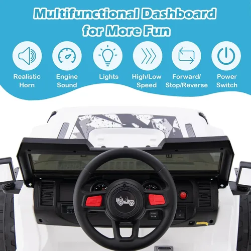Miniatura 3 de INFANS Camión de paseo para niños con control remoto de 2.4 G, autos eléctricos con batería de 12 V para niños con 3 velocidades, pantalla de Blanco