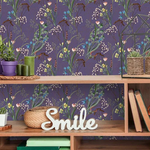 Miniatura 5 de VEELIKE Papel tapiz floral de flores silvestres secas, despegar y pegar para dormitorio, habitación de niñas, 17.7 x 354 pulgadas, autoadhesivo