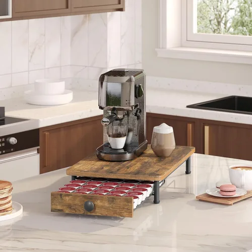 Miniatura 7 de YATINEY Soporte para cajones de cápsulas de café, cajón de cápsulas de café para taza K, organizador de almacenamiento de cápsulas de café de Rustic
