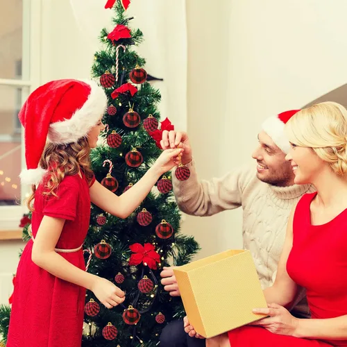 Miniatura 6 de 60 mini adornos de bola de Navidad, bolas envueltas de tela de búfalo, bolas decorativas para árbol de Navidad, corona colgante para decoración