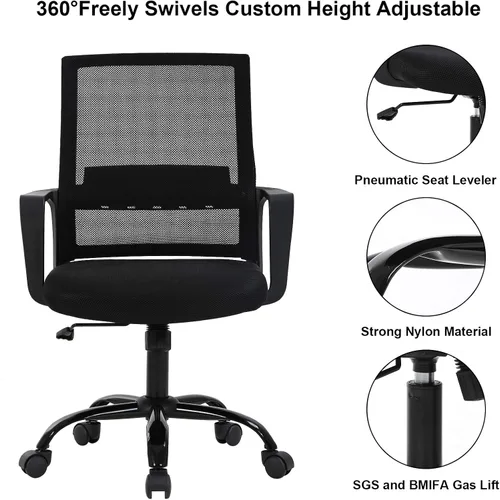 Miniatura 3 de Meet perfect Silla de oficina ergonómica de escritorio para computadora, respaldo medio con reposabrazos y soporte para la espalda, moderna silla