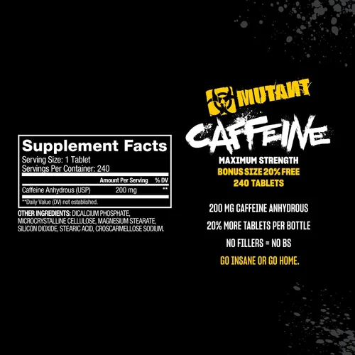 Miniatura 5 de Mutant Píldoras de cafeína – Suplemento de cafeína pura de grado farmacéutico para aumentar la energía, la concentración, el estado de alerta