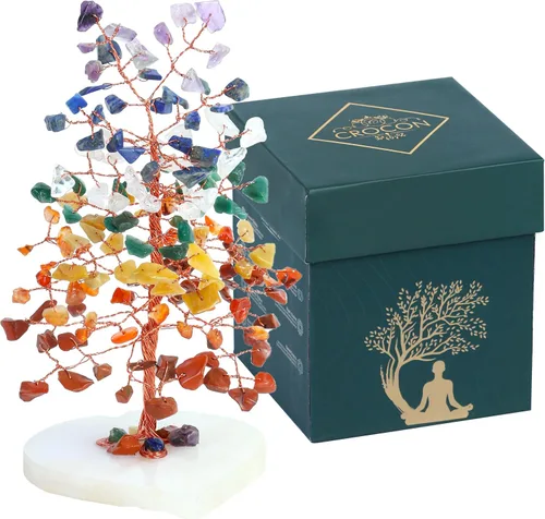 Miniatura 24 de Árbol de cristal de amatista con base de racimo de titanio arcoíris de Crocon, árbol de la vida para estante, dormitorio, regalos de cumpleaños