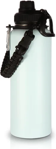 Miniatura 14 de Volhoply Botellas de agua aisladas en paquete de 2, 40 onzas, botella deportiva de acero inoxidable con asa de paracord y tapa con boquilla, taza
