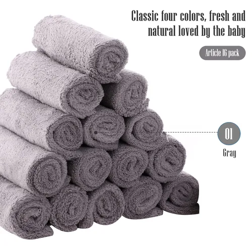 Miniatura 3 de Cute Castle Toallas ultrasuaves para bebé, paquete de 16 unidades, 9 x 9 pulgadas, suaves con la piel sensible para cara y cuerpo, felpa, ropa