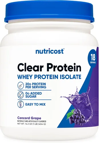 Miniatura 6 de Nutricost Polvo aislado de proteína de suero transparente (Tropical Punch) 1 LB – 0.71 oz de proteína, 0.00 oz de azúcar añadido, sin OMG, sin gluten