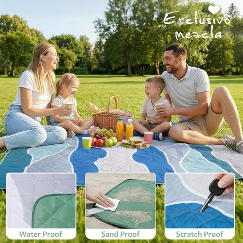 Miniatura 4 de Exclusivo Mezcla Manta de picnic impermeable de 60 x 80 pulgadas, manta de camping moderna a prueba de arena de poliéster floral multicolor grande