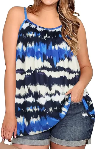 Camisetas tipo túnicas sin mangas de talla extragrande para mujer, corte suelto, estilo bohemio, estampado floral, con tirantes delgados
