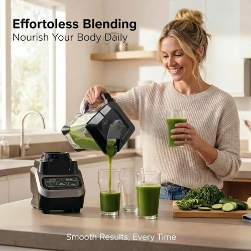 Miniatura 8 de Piezas de repuesto Ninja Blender, jarra de 72 onzas con tapa de bloqueo, vasos de licuadora Ninja Blenders compatibles con BL610, BL610BRN, BL610C