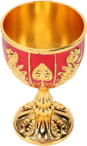 Miniatura 7 de Cáliz dorado vintage dorado de 4 pulgadas, aleación de zinc sólida retro en relieve, elegante taza de proxeneta para banquete de fiesta, 4.1 x 2.5