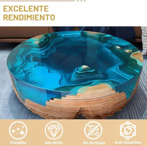 Miniatura 5 de Puduo Kit de Resina Epoxi de 1.1 Galones, Resina Epoxi Cristalina Recién Formulada, Fuerte, Sin Burbujas, Resina de Arte Anti-Amarilleamiento