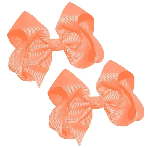 Miniatura 20 de WEBB DIRECT2U Juego de dos lazos para el pelo de grogrén sólido de 4 pulgadas, pinzas de cocodrilo, color verde manzana