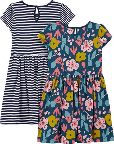 Miniatura 20 de Simple Joys by Carter's - Conjunto de vestido de manga corta y sin mangas para niña, paquete de 2