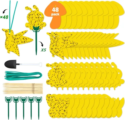 Miniatura 11 de Pack de 120 trampas adhesivas para moscas de la fruta, trampas pegajosas para interiores para matar mosquitos y mosquitos voladores, trampa