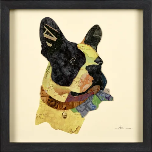 Miniatura 29 de Empire Art Direct Alex Zeng - Papel gráfico enmarcado con collage dimensional de bulldog francés bajo vidrio, listo para colgar, 17 x 17 pulgadas
