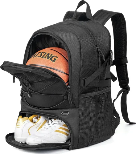 Miniatura 10 de GRANDUP - Mochila de baloncesto con compartimento para pelota y zapatos. Adecuada para voleibol, fútbol, natación, gimnasio, viajes y escuela