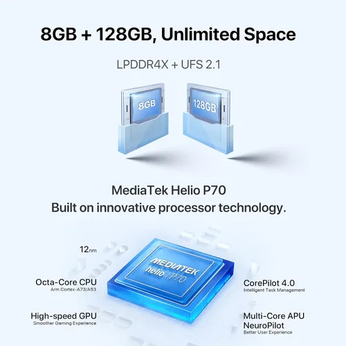 Miniatura 2 de UMIDIGI Teléfono celular, F3 8GB+128GB Smartphone desbloqueado, cámara triple AI de 48MP, pantalla completa HD de 6.7 pulgadas, batería de 5150 mAh