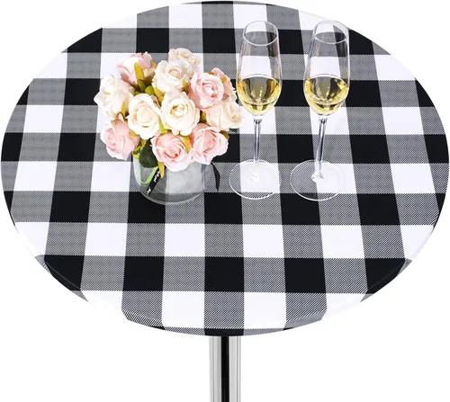 Miniatura 31 de JISEN Mantel redondo de cóctel de elastano ajustado y elástico de 24 pulgadas A-Verde Jade A-jade verde