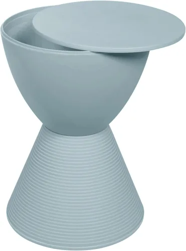 Miniatura 7 de LeisureMod Mesa auxiliar moderna de reloj de arena, mesa auxiliar de tambor de carcasa de ABS con almacenamiento para uso en interiores y Azul