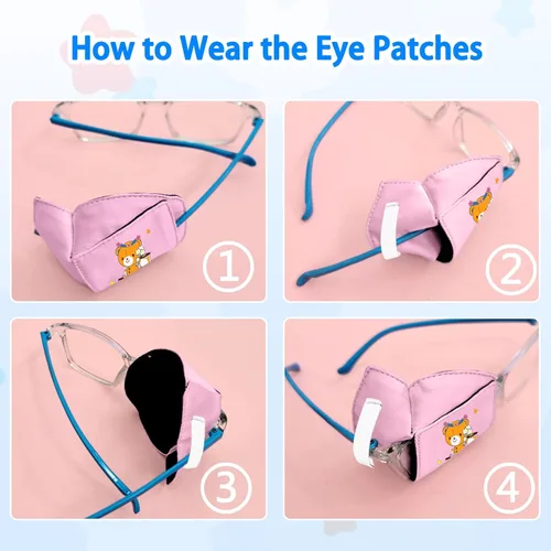 Miniatura 8 de Parches para ojos para niños, parche de seda reutilizable para ojos perezosos, parches ortopédicos de ambliopia para niños y niñas, cubierta de ojo