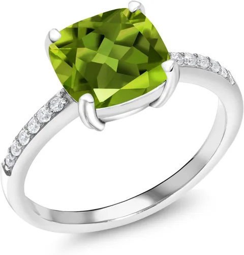 Miniatura 46 de Gem Stone King Anillo de compromiso de plata de ley 925 con piedra preciosa de corte cojín de 0.315 in Anillo de compromiso de aniversario de boda
