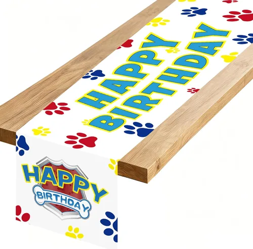Miniatura 9 de Camino de mesa de feliz cumpleaños, negro, rojo, amarillo, ratón, tela de poliéster, decoración de mesa de comedor para decoración de fiesta