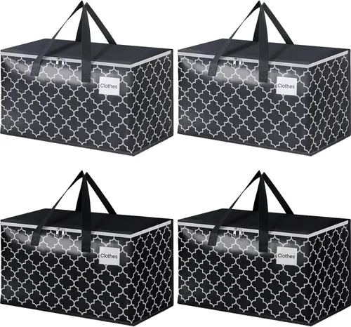 Bolsas de mudanza extra grandes, bolsas de almacenamiento resistentes con cremallera superior y asas resistentes, suministros de mudanza para