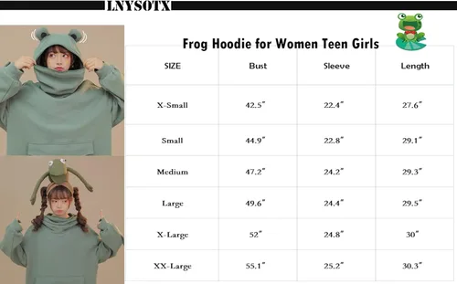 Miniatura 2 de Sudadera con capucha de rana con cremallera para mujeres, adolescentes y niñas