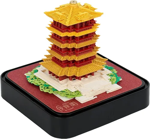 Miniatura 11 de Calendario de piezas de tiempo 3D, bloc de notas 2026, arte de papel 3D, casa de árbol verde, calendario de escritorio creativo, bloc de notas