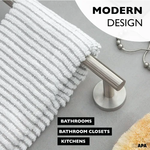 Miniatura 5 de Ilyapa Juego de accesorios de baño de níquel cepillado, juego de 5 toallas de baño de níquel satinado montado en la pared, toallero, 1 gancho