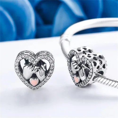 Miniatura 6 de BISAER Abalorio de plata de ley 925 con cuentas de cristal azul Hamsa para pulsera Pandora