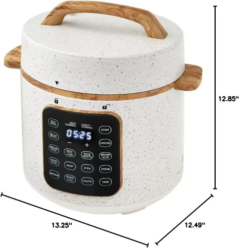 Miniatura 8 de P.W Linen Speckle - Olla a presión de 6 cuartos de galón con pantalla de control táctil, cocina multifunción programable