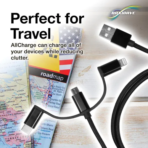 Miniatura 5 de BoxWave Cable compatible con Spotify Car Thing, cable AllCharge 3 en 1 para Spotify Car Thing, color negro azabache